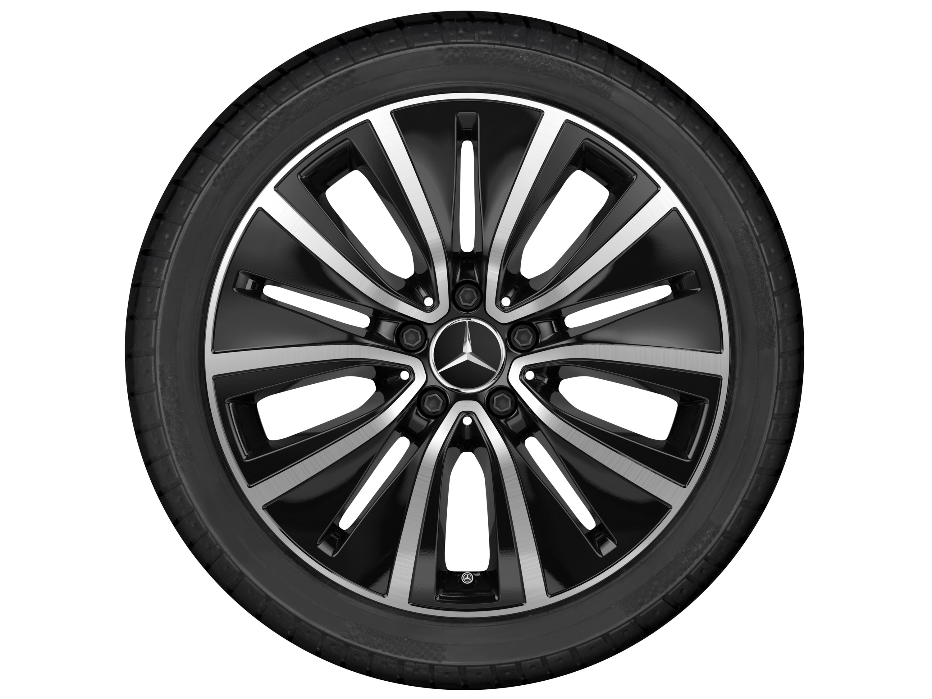 Колесный диск 8J×18 ET33 для Mercedes-Benz CLS 257, передняя и задняя оси, черный, с алмазной проточкой, 10 декоративных отверстий — фото 3