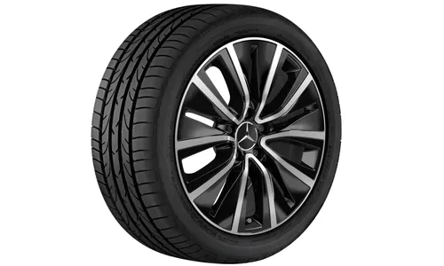 Колесный диск 8J×18 ET33 для Mercedes-Benz CLS 257, передняя и задняя оси, черный, с алмазной проточкой, 10 декоративных отверстий — фото 4