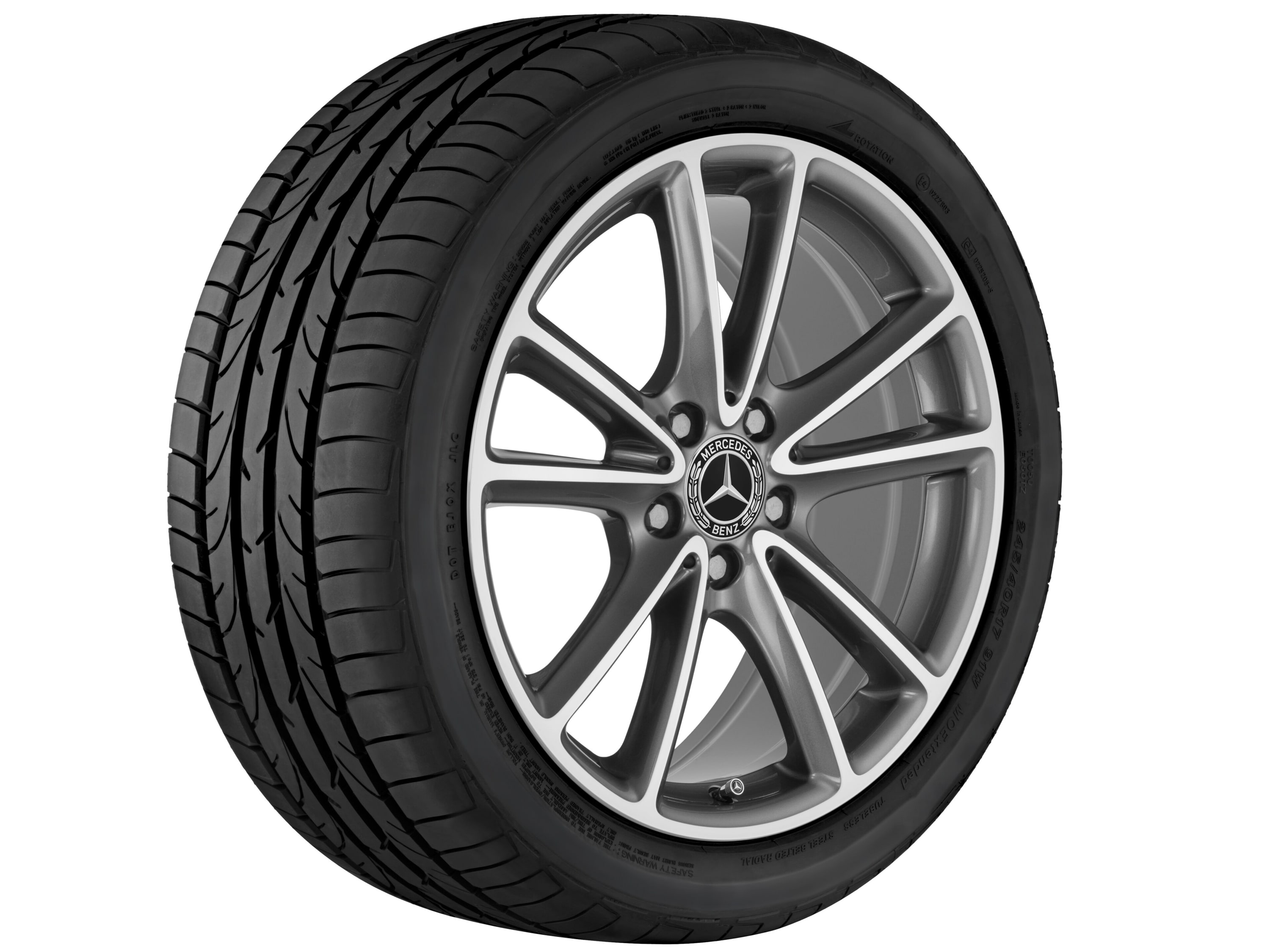 Колесный диск 8J×18 ET33 для Mercedes-Benz CLS 257, передняя и задняя оси, серый металлик Tremolite, 5 двойных спиц — фото 3