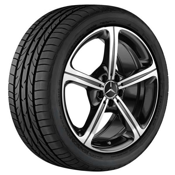 Колесный диск 9J×19 ET33 для Mercedes-Benz CLS 257, задняя ось, черный, с алмазной проточкой, 5 двойных спиц — фото 1