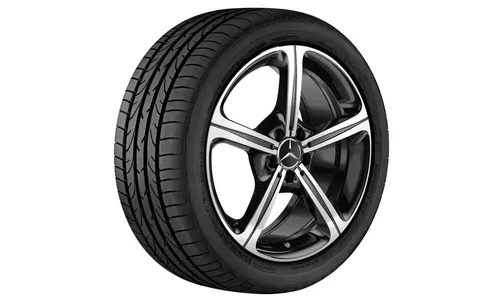 Колесный диск 9J×19 ET33 для Mercedes-Benz CLS 257, задняя ось, черный, с алмазной проточкой, 5 двойных спиц — фото 1