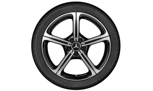 Колесный диск 9J×19 ET33 для Mercedes-Benz CLS 257, задняя ось, черный, с алмазной проточкой, 5 двойных спиц — фото 2