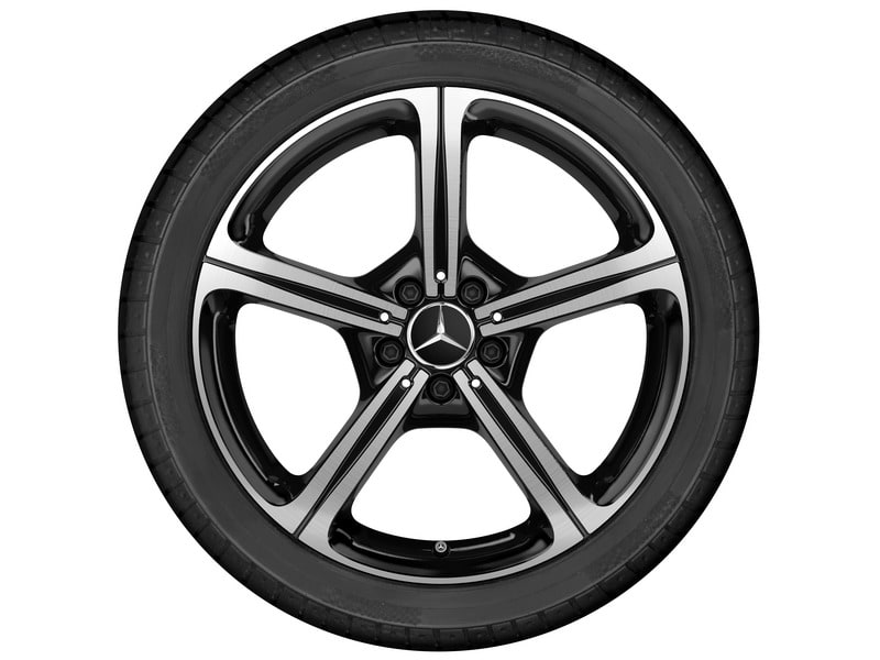 Колесный диск 9J×19 ET33 для Mercedes-Benz CLS 257, задняя ось, черный, с алмазной проточкой, 5 двойных спиц — фото 3