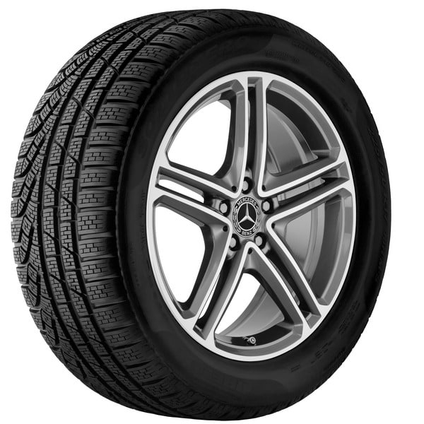 Колесный диск 8J×19 ET33 для Mercedes-Benz CLS 257, передняя и задняя оси, серый металлик Tremolite, 5 двойных спиц — фото 3