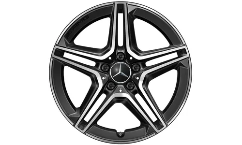 Колесный диск AMG 8J×19 ET33 для Mercedes-Benz CLS 257, передняя ось, черный, с алмазной проточкой, 5 двойных спиц — фото 1