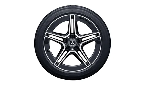 Колесный диск AMG 9J×19 ET28 для Mercedes-Benz CLS 257, задняя ось, черный, с алмазной проточкой, 5 двойных спиц — фото 1