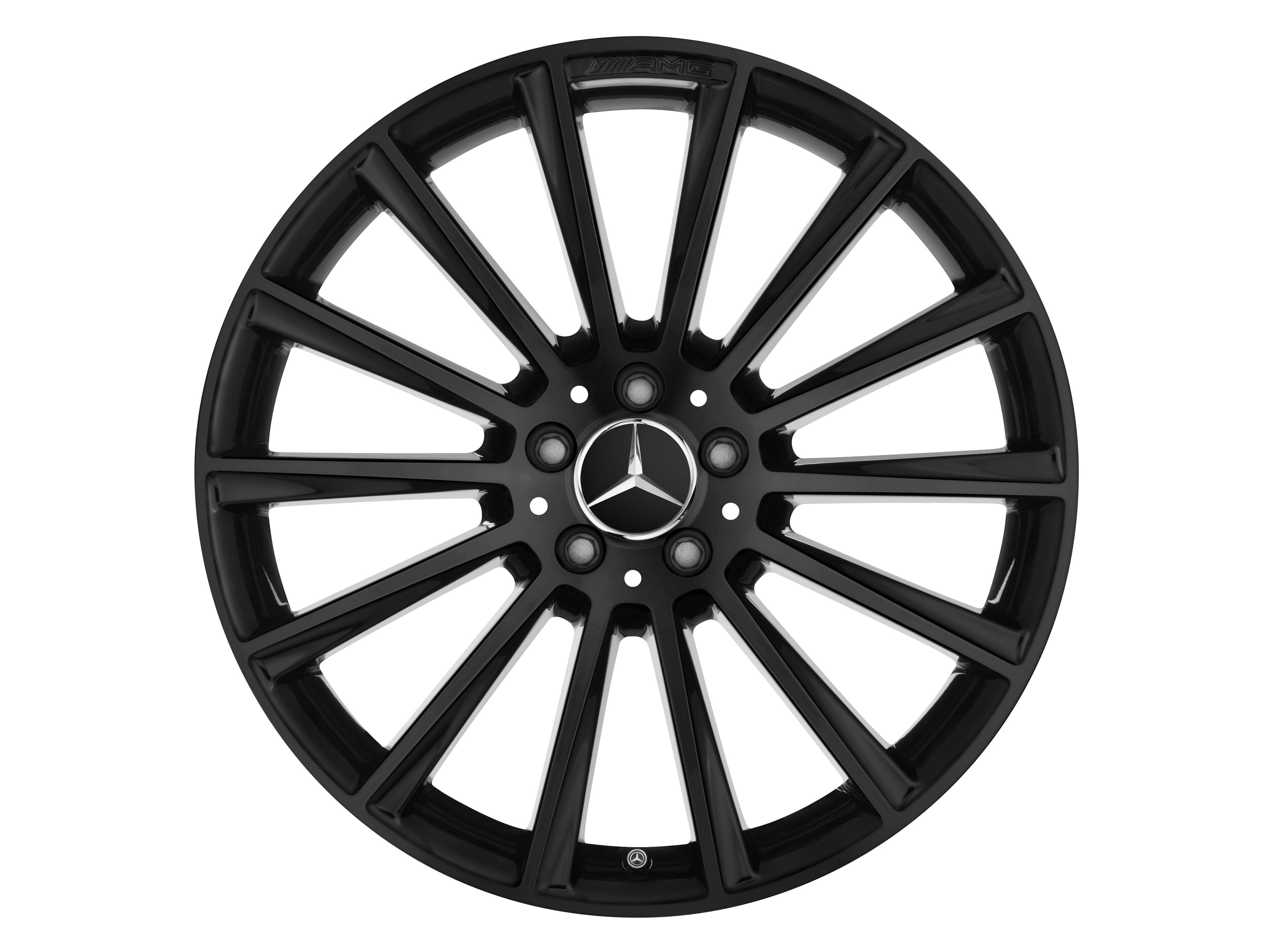 Колесный диск AMG 9J×20 ET28 для Mercedes-Benz CLS 257, задняя ось, черный, с алмазной проточкой, многоспицевый — фото 3