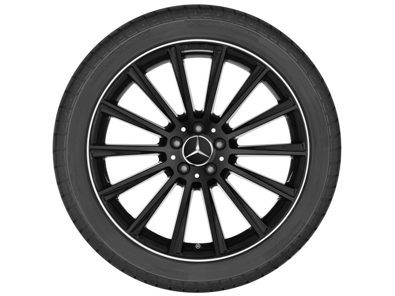 Колесный диск AMG 9J×20 ET28 для Mercedes-Benz CLS 257, задняя ось, черный, с алмазной проточкой, многоспицевый — фото 5