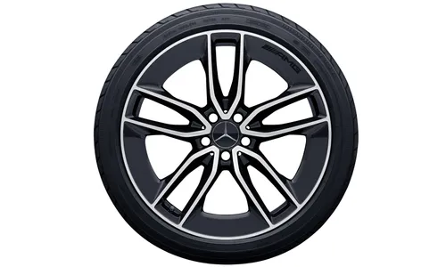 Колесный диск AMG 8J×20 ET33 для Mercedes-Benz CLS 257, передняя ось, черный, с алмазной проточкой, 5 двойных спиц — фото 1