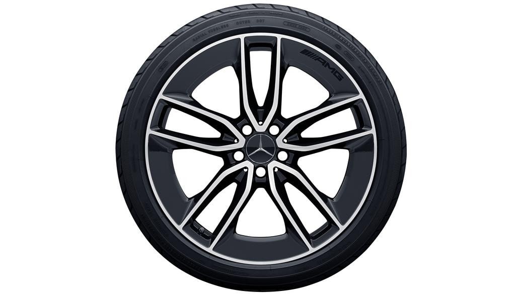 Колесный диск AMG 8J×20 ET33 для Mercedes-Benz CLS 257, передняя ось, черный, с алмазной проточкой, 5 двойных спиц — фото 4