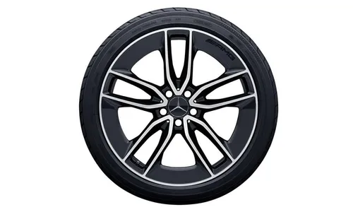 Колесный диск AMG 8J×20 ET33 для Mercedes-Benz CLS 257, передняя ось, черный, с алмазной проточкой, 5 двойных спиц — фото 4