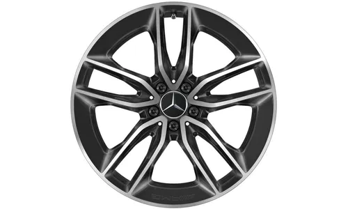 Колесный диск AMG 9J×20 ET28 для Mercedes-Benz CLS 257, задняя ось, черный, с алмазной проточкой, 5 двойных спиц — фото 1