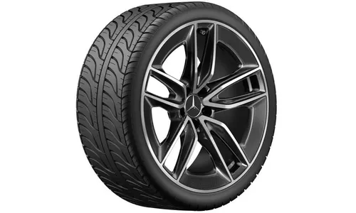 Колесный диск AMG 9J×20 ET28 для Mercedes-Benz CLS 257, задняя ось, черный, с алмазной проточкой, 5 двойных спиц — фото 2