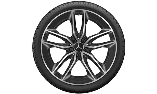 Колесный диск AMG 9J×20 ET28 для Mercedes-Benz CLS 257, задняя ось, черный, с алмазной проточкой, 5 двойных спиц — фото 3