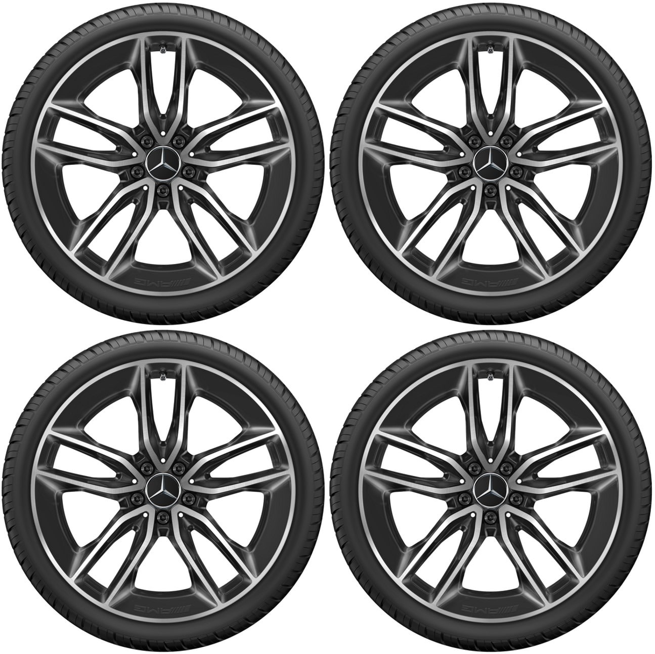 Колесный диск AMG 8J×20 ET10 для Mercedes-Benz CLS 257, передняя ось, черный, с алмазной проточкой, 5 двойных спиц — фото 3