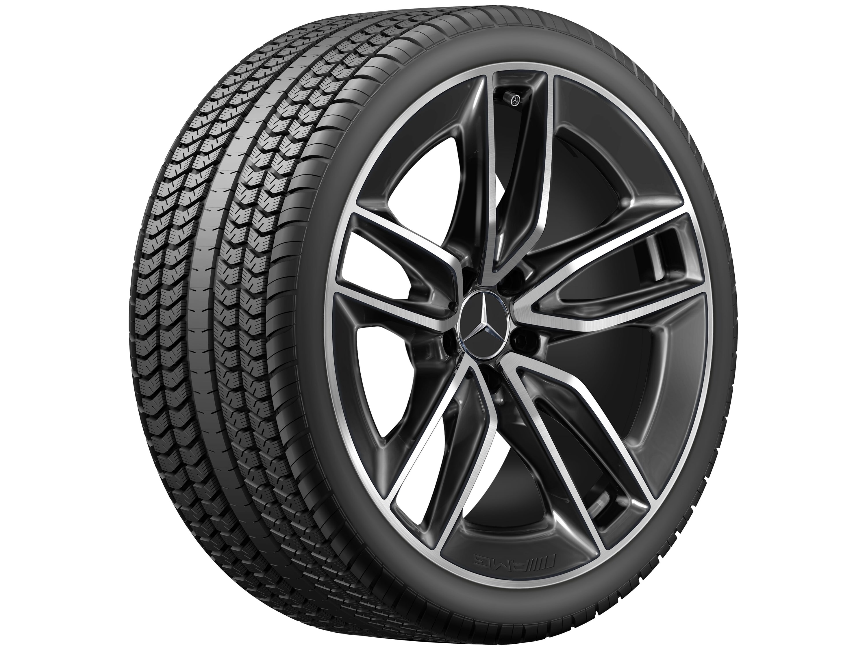 Колесный диск AMG 8J×20 ET10 для Mercedes-Benz CLS 257, передняя ось, черный, с алмазной проточкой, 5 двойных спиц — фото 4