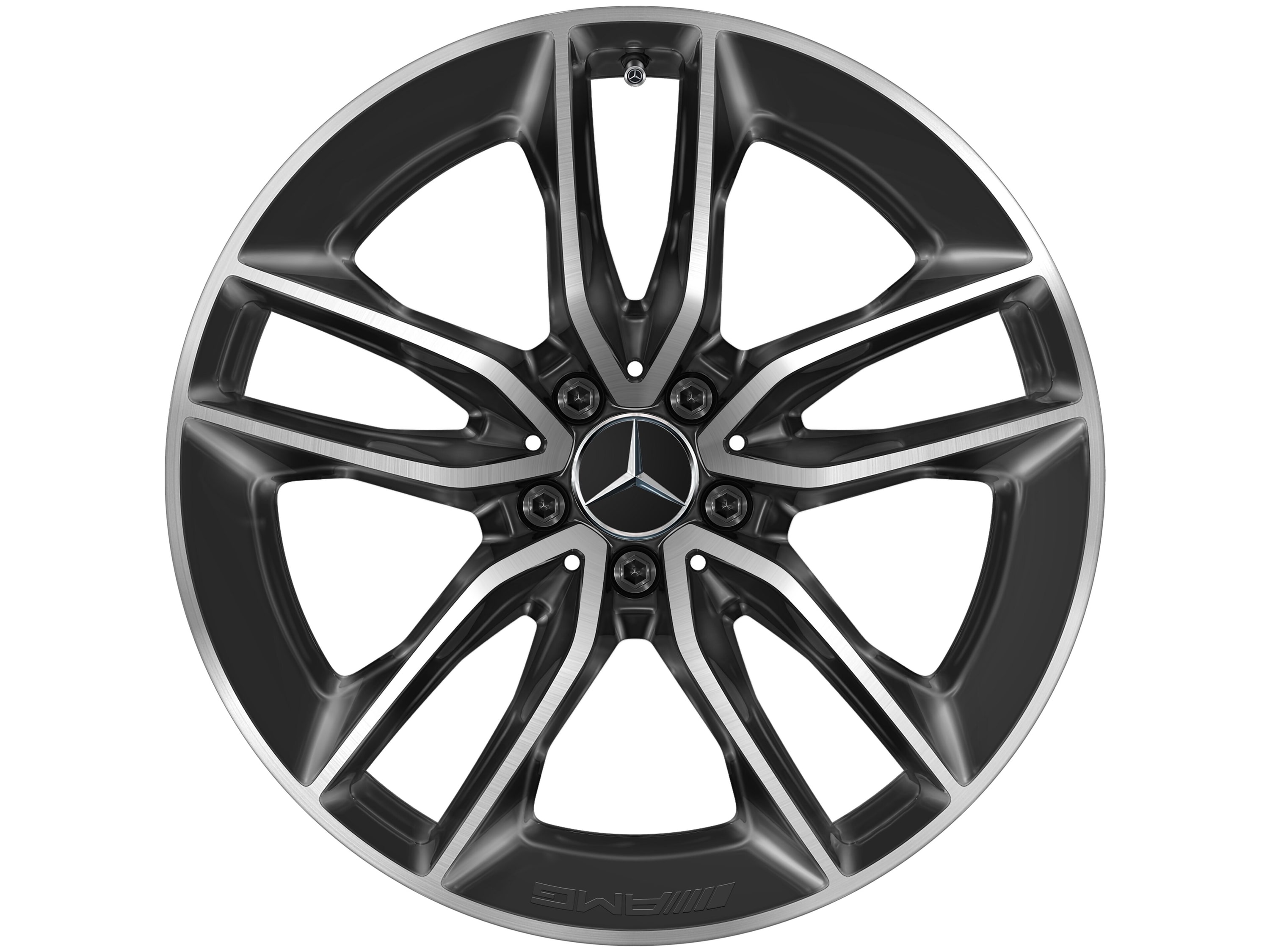 Колесный диск AMG 8J×20 ET10 для Mercedes-Benz CLS 257, передняя ось, черный, с алмазной проточкой, 5 двойных спиц — фото 5