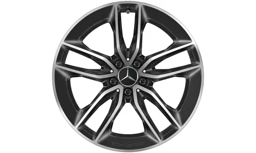Колесный диск AMG 8J×20 ET10 для Mercedes-Benz CLS 257, передняя ось, черный, с алмазной проточкой, 5 двойных спиц — фото 5