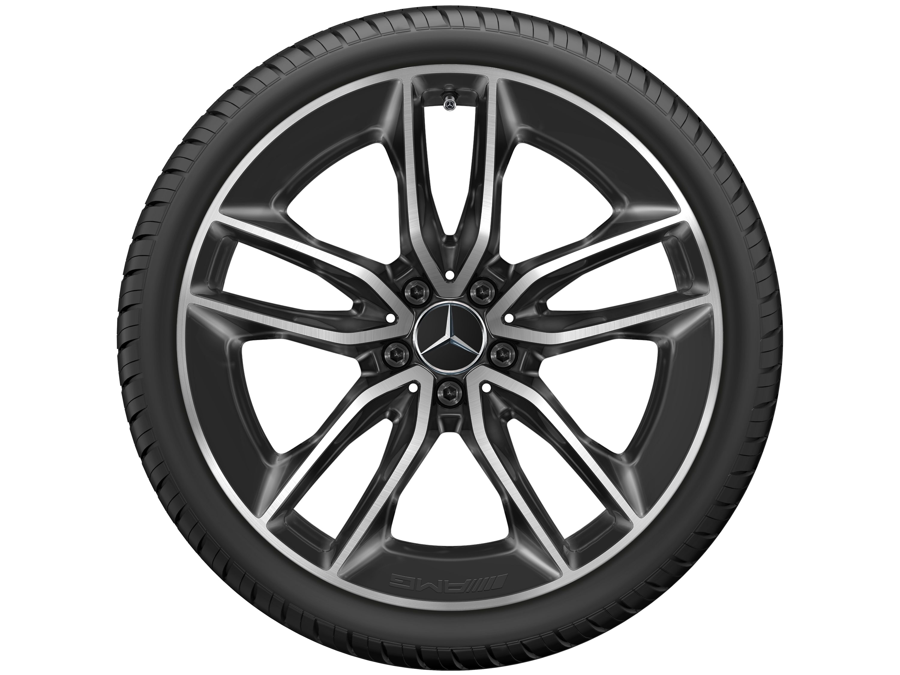 Колесный диск AMG 8J×20 ET10 для Mercedes-Benz CLS 257, передняя ось, черный, с алмазной проточкой, 5 двойных спиц — фото 6