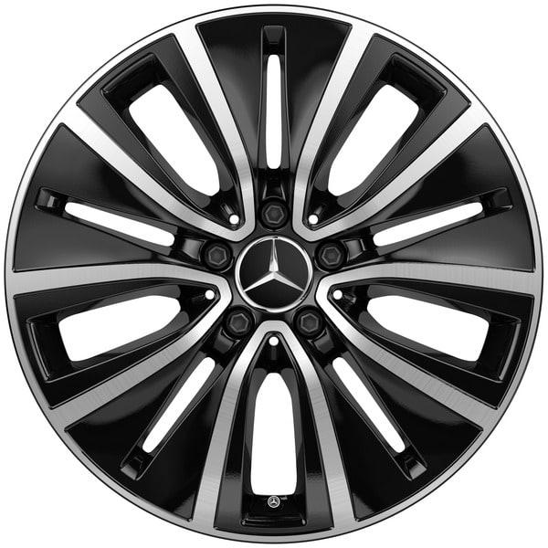 Колесный диск 9J×18 ET33 для Mercedes-Benz CLS 257, задняя ось, черный, с алмазной проточкой, 10 декоративных отверстий — фото 1