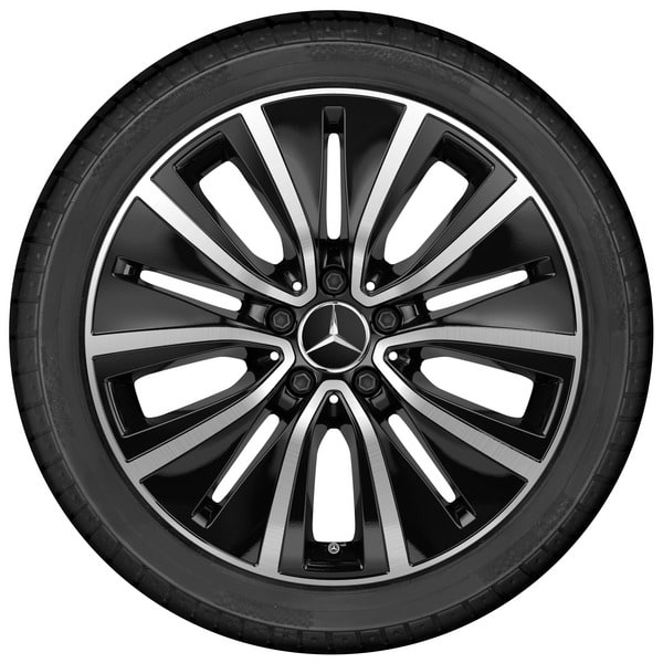 Колесный диск 9J×18 ET33 для Mercedes-Benz CLS 257, задняя ось, черный, с алмазной проточкой, 10 декоративных отверстий — фото 3