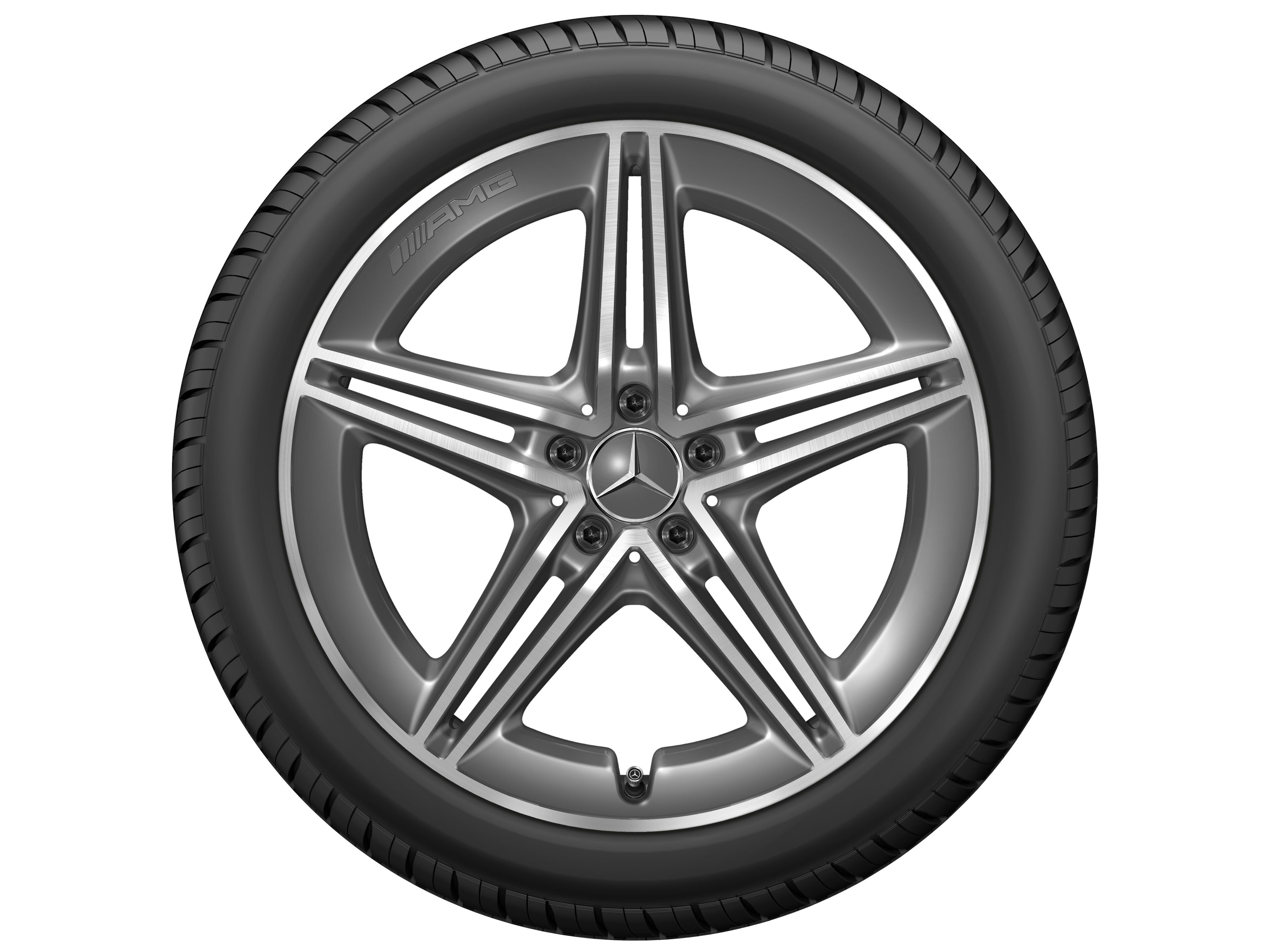 Колесный диск AMG 9,5J×20 ET25,5 для Mercedes-Benz AMG GT 290, передняя ось, серый Tantal, 5 двойных спиц — фото 3
