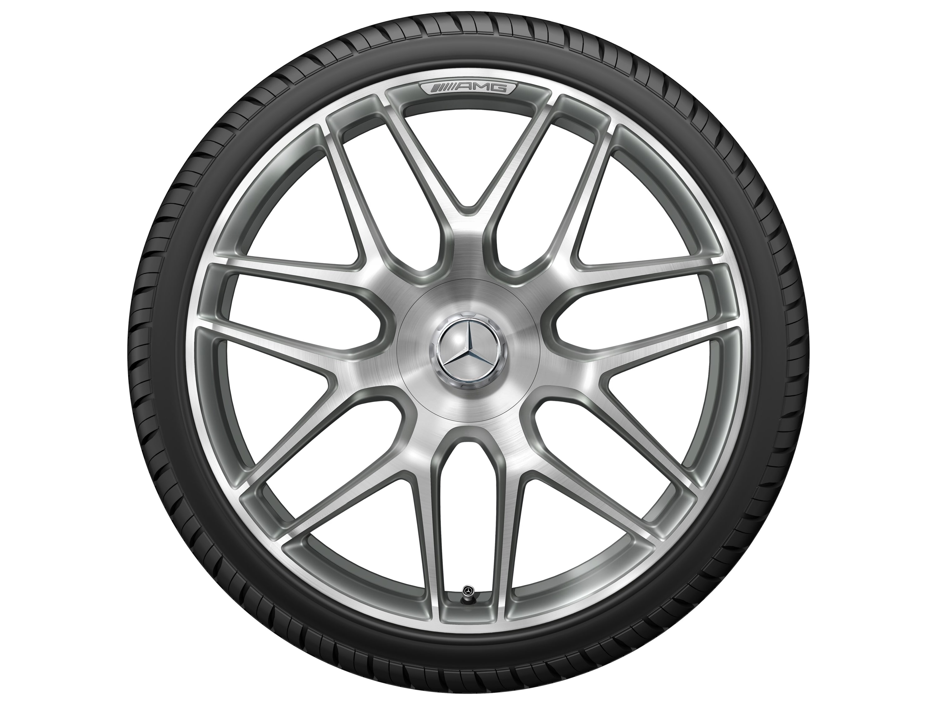 Колесный диск AMG 11,5J×21 ET30 для Mercedes-Benz AMG GT 290, задняя ось, титаново-серый, с алмазной проточкой, перекрестные спицы — фото 6