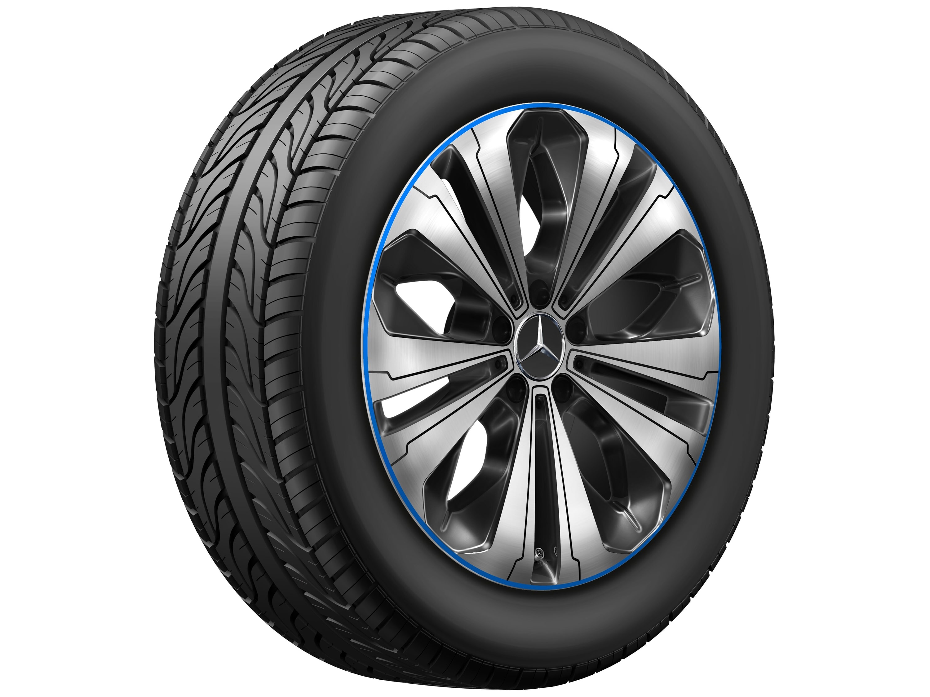 Колесный диск 8J×19 ET34 для Mercedes-Benz EQC 293 / GLC 253, передняя и задняя оси, черный, с алмазной проточкой — фото 3