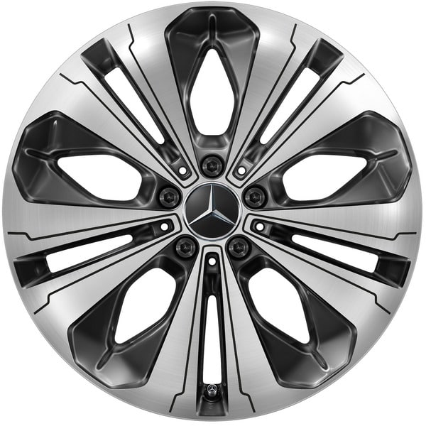 Колесный диск 8J×19 ET34 для Mercedes-Benz EQC 293 / GLC 253, задняя ось, черный, с алмазной проточкой, 5 двойных спиц — фото 1