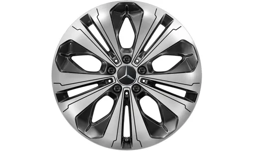 Колесный диск 8J×19 ET34 для Mercedes-Benz EQC 293 / GLC 253, задняя ось, черный, с алмазной проточкой, 5 двойных спиц — фото 1