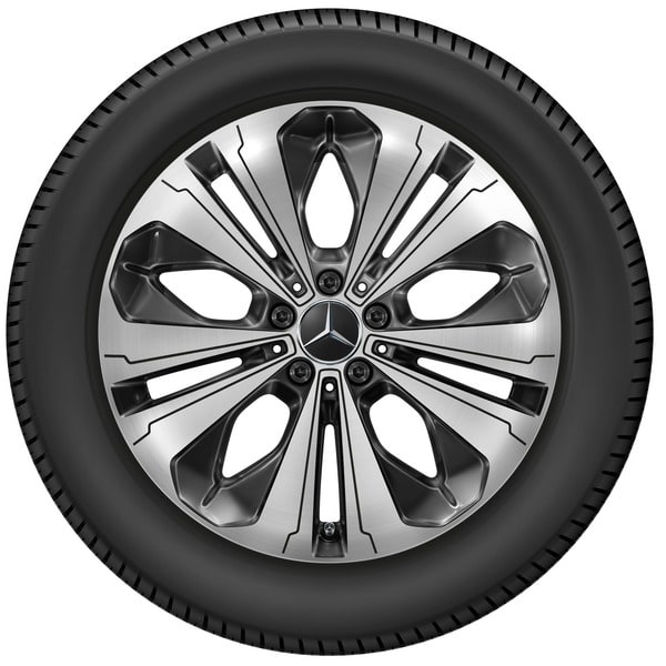 Колесный диск 8J×19 ET34 для Mercedes-Benz EQC 293 / GLC 253, задняя ось, черный, с алмазной проточкой, 5 двойных спиц — фото 3