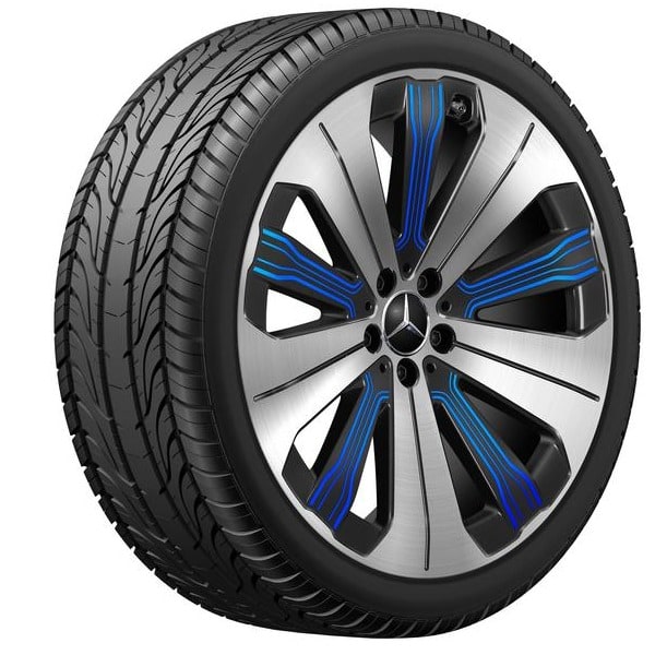 Колесный диск 7,5J×20 ET32 для Mercedes-Benz EQC 293 / GLC 253, передняя ось, черный, с алмазной проточкой, 5 спиц — фото 1