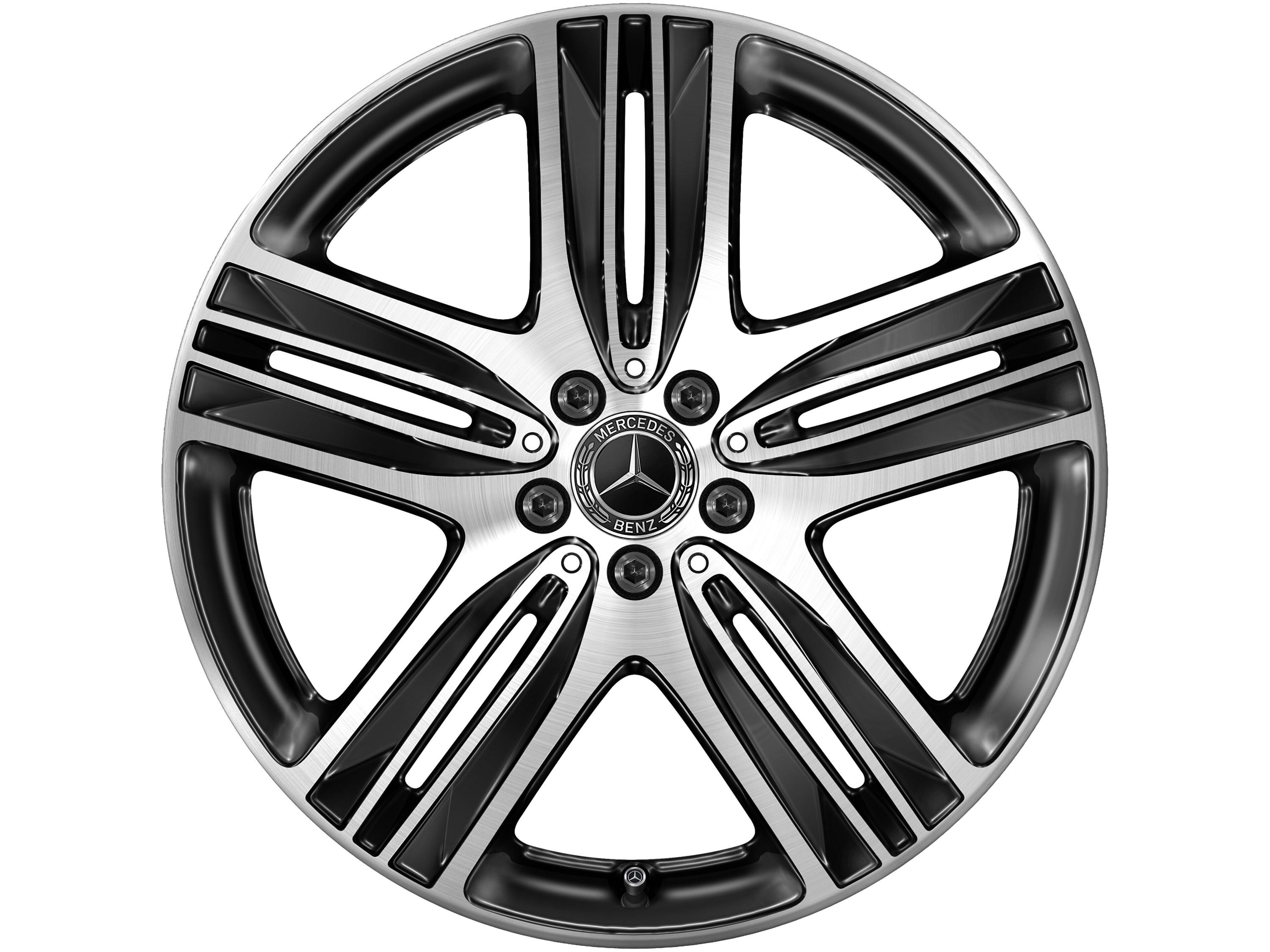 Колесный диск 8,5J×20 ET30 для Mercedes-Benz EQC 293 / GLC 253, задняя ось, черный, с алмазной проточкой, 5 спиц — фото 4