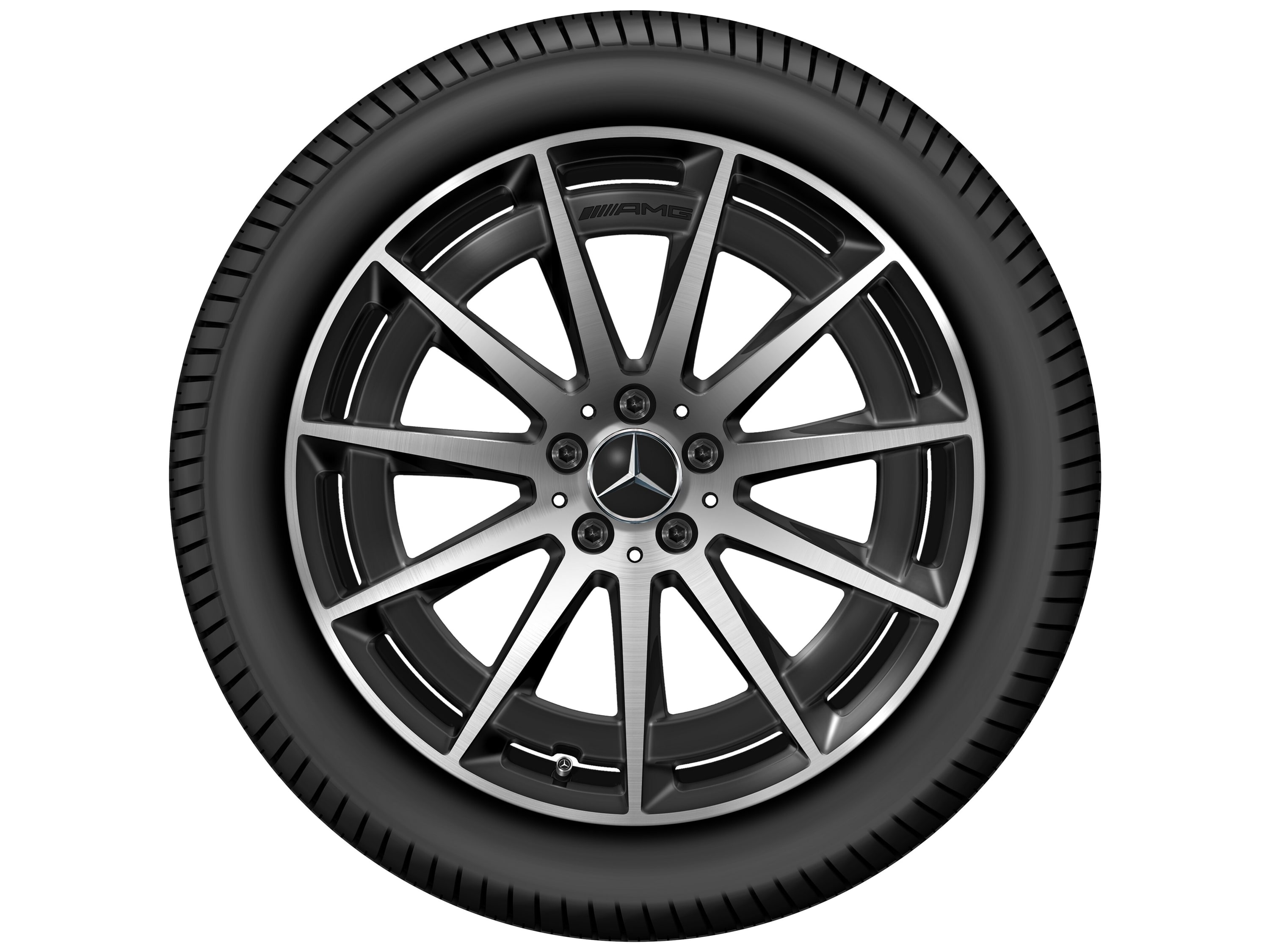 Колесный диск AMG 8,5J×20 ET30 для Mercedes-Benz EQC 293, задняя ось, черный, с алмазной проточкой, многоспицевый — фото 4