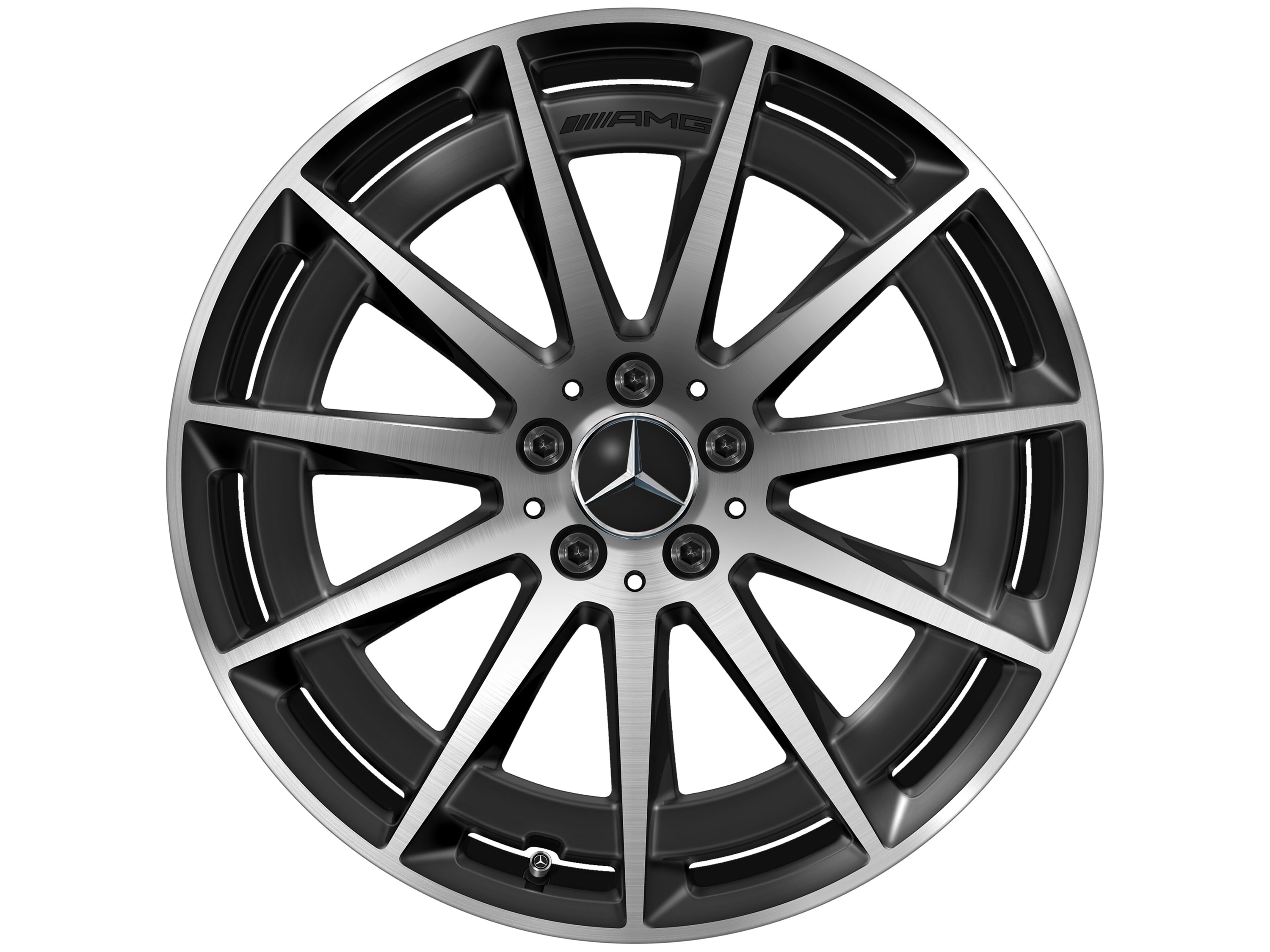 Колесный диск AMG 8,5J×20 ET30 для Mercedes-Benz EQC 293, задняя ось, черный, с алмазной проточкой, многоспицевый — фото 5