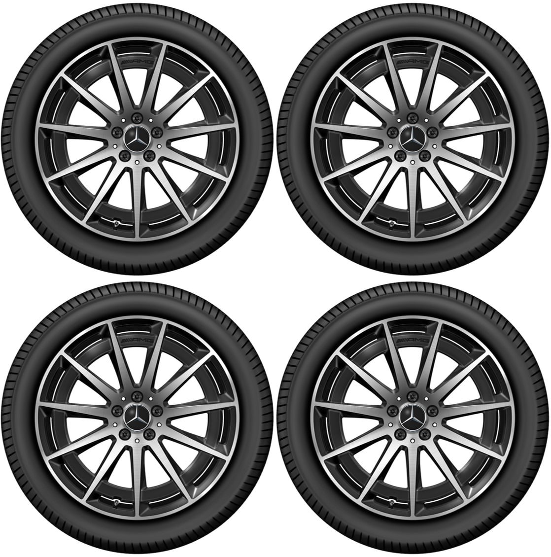 Колесный диск AMG 8,5J×20 ET30 для Mercedes-Benz EQC 293, задняя ось, черный, с алмазной проточкой, многоспицевый — фото 6