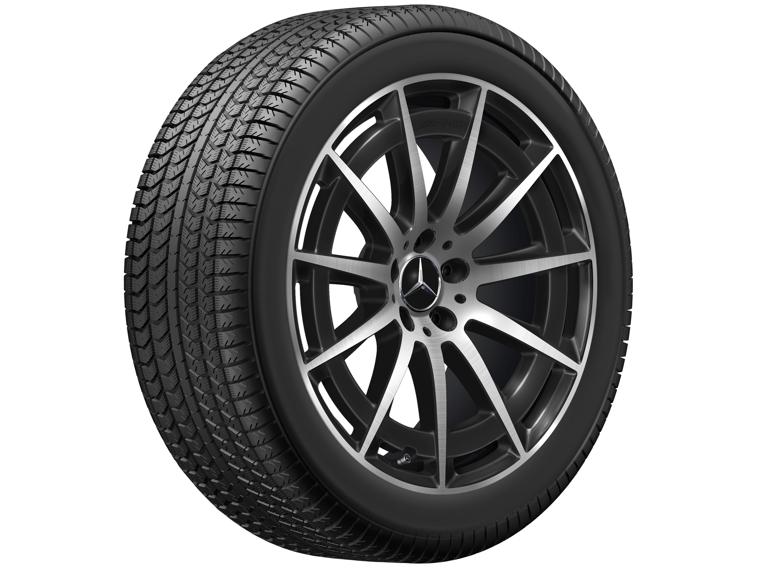 Колесный диск AMG 8,5J×20 ET30 для Mercedes-Benz EQC 293, задняя ось, черный, с алмазной проточкой, многоспицевый — фото 7