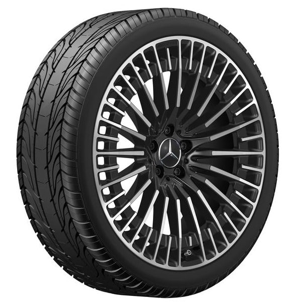 Колесный диск AMG 8J×21 ET27 для Mercedes-Benz EQC 293, передняя ось, черный, с алмазной проточкой, многоспицевый — фото 2