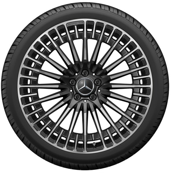 Колесный диск AMG 8J×21 ET27 для Mercedes-Benz EQC 293, передняя ось, черный, с алмазной проточкой, многоспицевый — фото 3