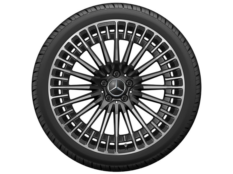 Колесный диск AMG 9J×21 ET31 для Mercedes-Benz EQC 293, задняя ось, черный, с алмазной проточкой, многоспицевый — фото 5