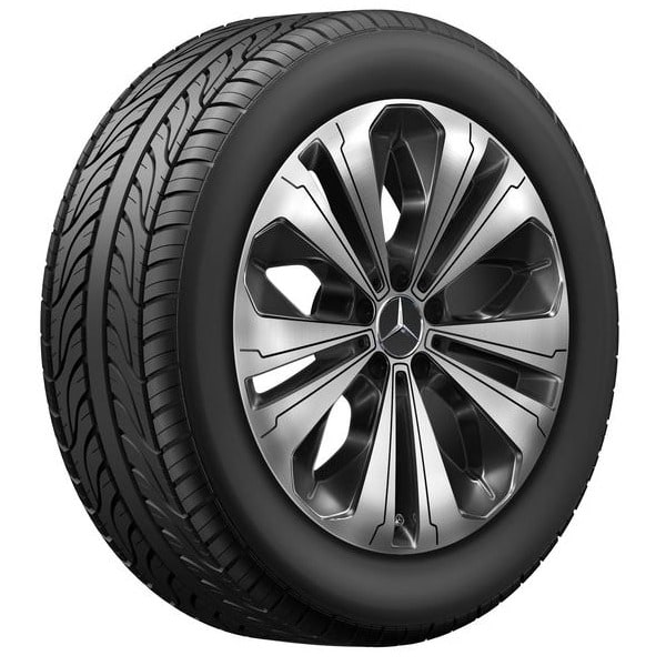 Колесный диск 7,5J×19 ET32 для Mercedes-Benz EQC 293 / GLC 253, передняя и задняя оси, черный, с алмазной проточкой, 5 двойных спиц — фото 1