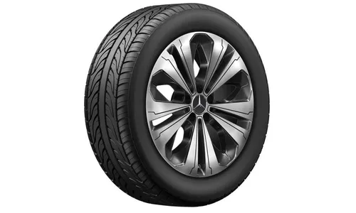 Колесный диск 7,5J×19 ET32 для Mercedes-Benz EQC 293 / GLC 253, передняя и задняя оси, черный, с алмазной проточкой, 5 двойных спиц — фото 1