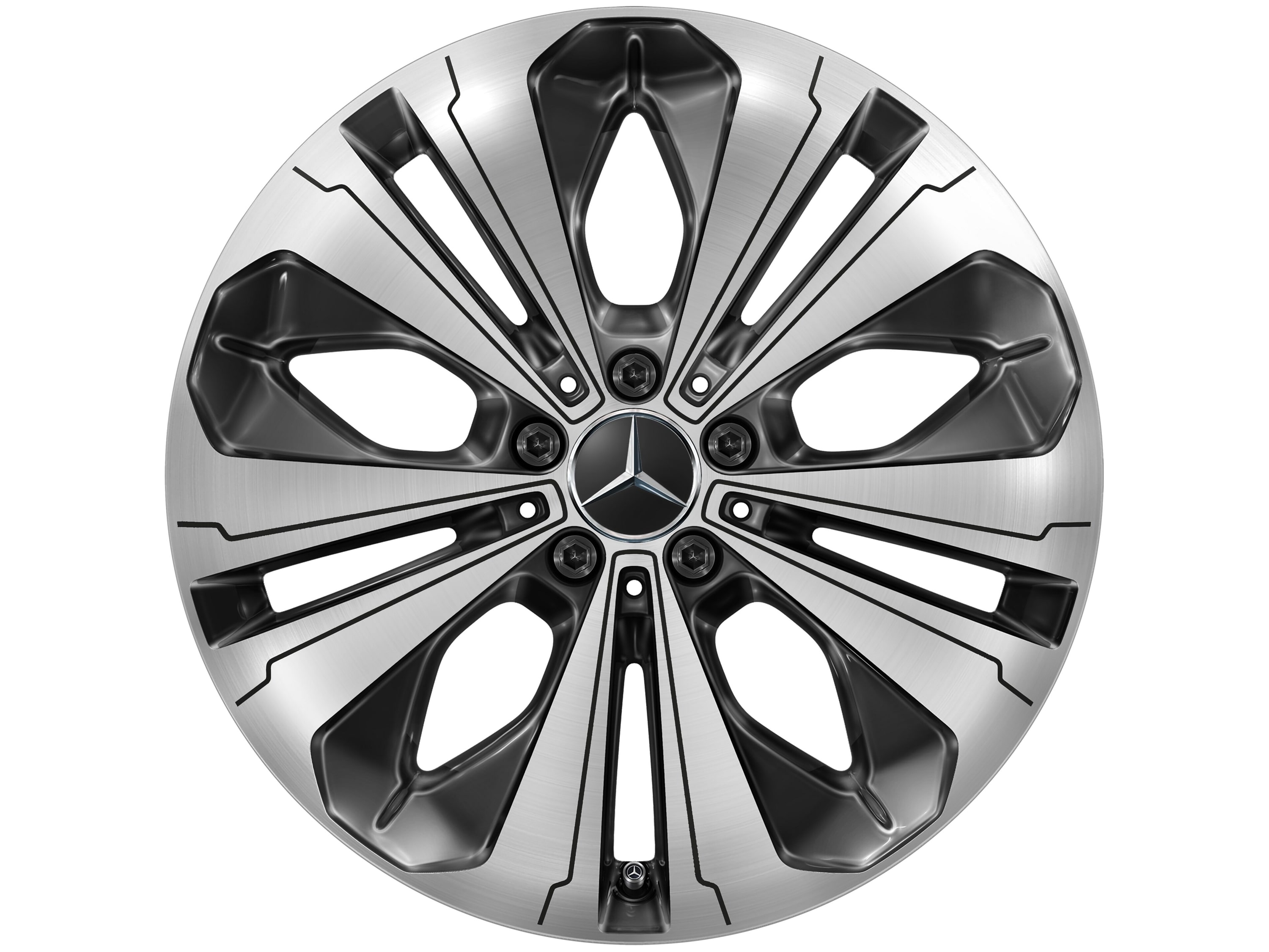 Колесный диск 7,5J×19 ET32 для Mercedes-Benz EQC 293 / GLC 253, передняя и задняя оси, черный, с алмазной проточкой, 5 двойных спиц — фото 3