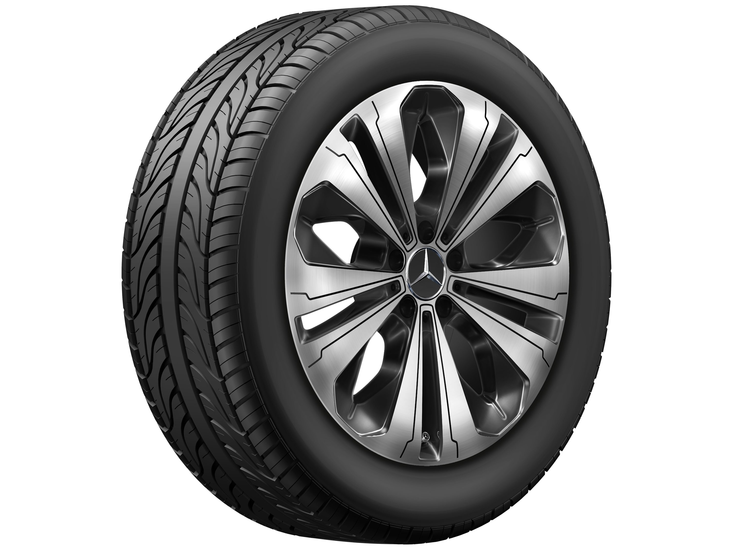 Колесный диск 7,5J×19 ET32 для Mercedes-Benz EQC 293 / GLC 253, передняя и задняя оси, черный, с алмазной проточкой, 5 двойных спиц — фото 4