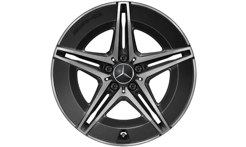 Колесный диск AMG 7,5J×19 ET32 для Mercedes-Benz EQC 293, передняя ось, черный, с алмазной проточкой, 5 двойных спиц — фото 1