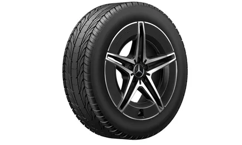 Колесный диск AMG 7,5J×19 ET32 для Mercedes-Benz EQC 293, передняя ось, черный, с алмазной проточкой, 5 двойных спиц — фото 2