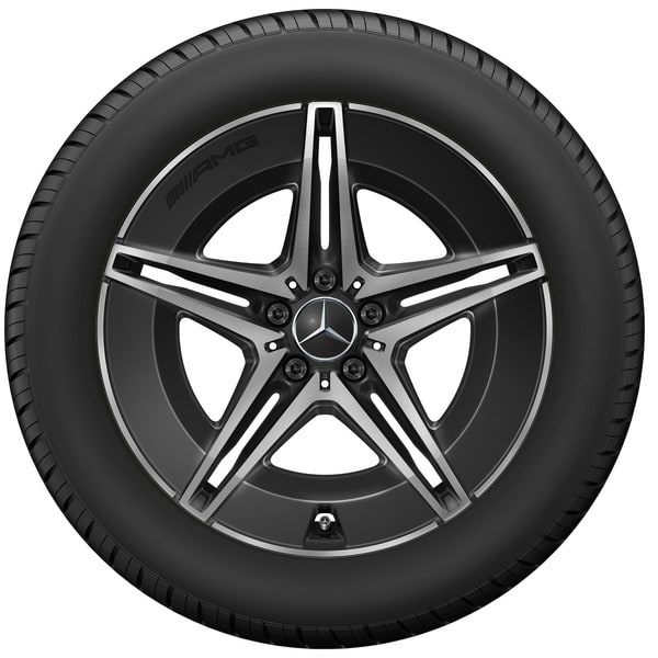 Колесный диск AMG 7,5J×19 ET32 для Mercedes-Benz EQC 293, передняя ось, черный, с алмазной проточкой, 5 двойных спиц — фото 3