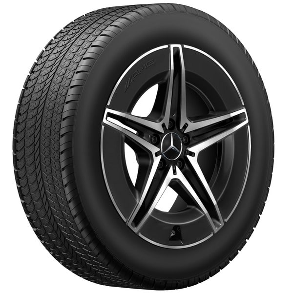 Колесный диск AMG 7,5J×19 ET32 для Mercedes-Benz EQC 293, передняя ось, черный, с алмазной проточкой, 5 двойных спиц — фото 4