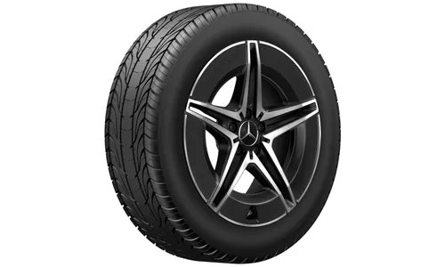 Колесный диск AMG 8J×19 ET34 для Mercedes-Benz EQC 293, задняя ось, черный, с алмазной проточкой, 5 двойных спиц — фото 1