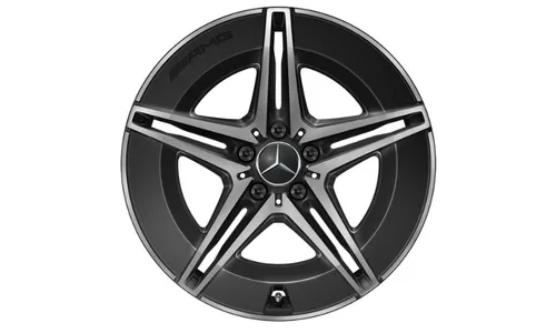 Колесный диск AMG 8J×19 ET34 для Mercedes-Benz EQC 293, задняя ось, черный, с алмазной проточкой, 5 двойных спиц — фото 2